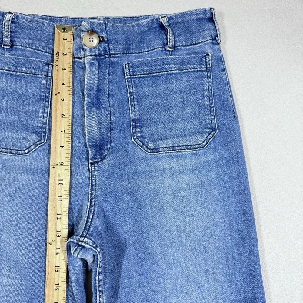 Maeve Anthropologie Jeans Womens 32 The Colette Wide Leg Crop Denim Patch Pocket - Picture 12 of 14